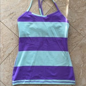 Lululemon power Y tank. Purple and teal striped